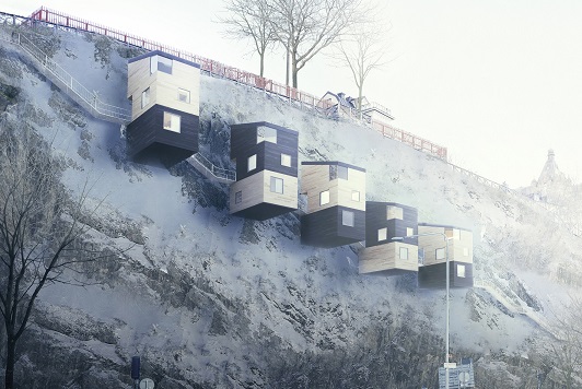 Immobilier : des architectes suédois inventent le concept de la maison suspendue